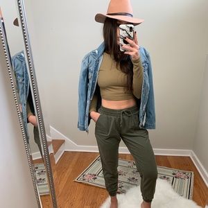 Green high rise joggers